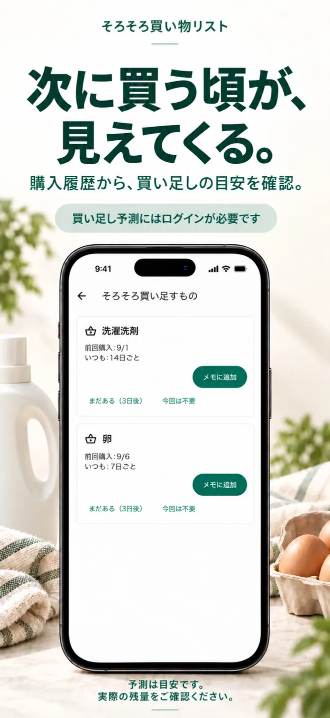 そろそろ買い物リスト